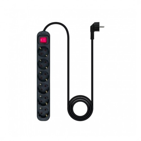 Nanocable Regleta 6 tomas con interruptor Negro