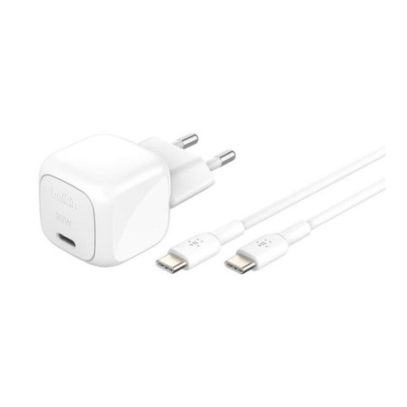Cargador de pared belkin wca008kq1mwh - b6 30w usb tipo c  cable usb tipo c blanco