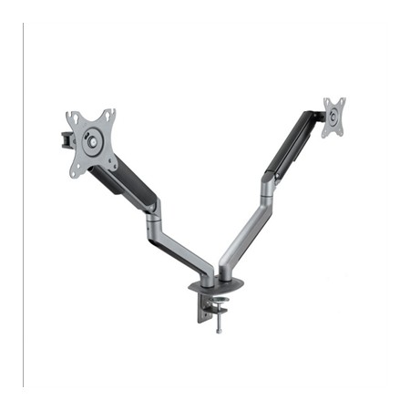 Soporte de Mesa para 2 Monitores TooQ DB4132TNR-G/ Giratorio/ Inclinable/ hasta 9kg