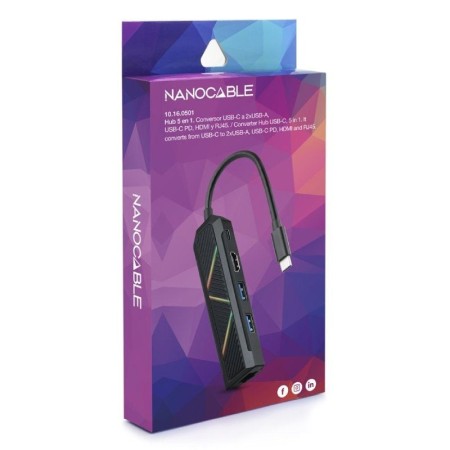 Nanocable Hub USB-C 5 en 1 USB-A+USB-C+HDMI+RJ45