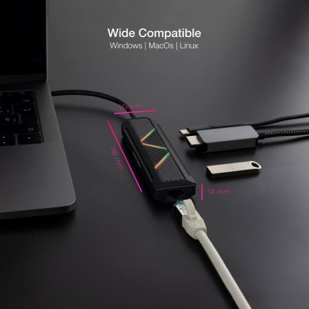 Nanocable Hub USB-C 5 en 1 USB-A+USB-C+HDMI+RJ45