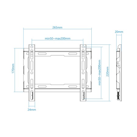 Soporte pared tv television monitor tooq lp1043f - b 23 pulgadas - 43 pulgadas carga maxima 45kg
