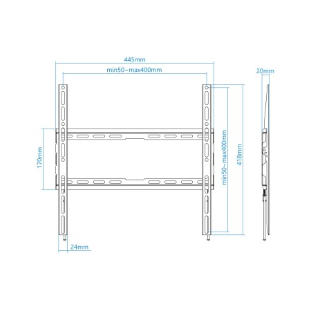 Soporte pared tv television monitor tooq lp1070f - b 32 pulgadas - 70 pulgadas carga maxima 45kg