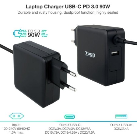 Tooq Cargador portátil conector USB-C 90W