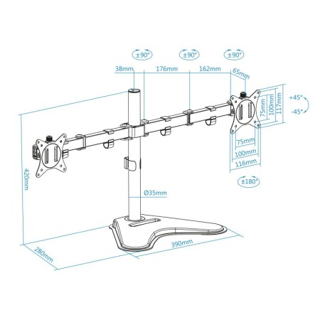 Tooq Soporte mesa DB1702TN-B 2 brazos 17-32″