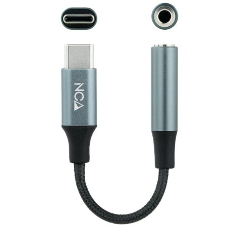 Cable adaptador usb c a jack 3.5mm nanocable 0.11m - macho - hembra - gris