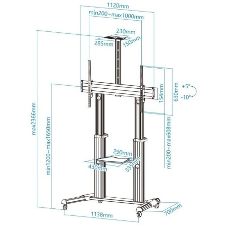 Tooq FS20300M-B Soporte suelo 60″-100″ aluminio co