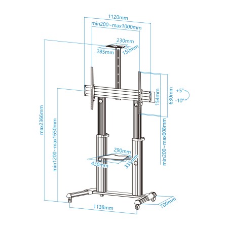 Tooq FS20300M-B Soporte suelo 60″-100″ aluminio co