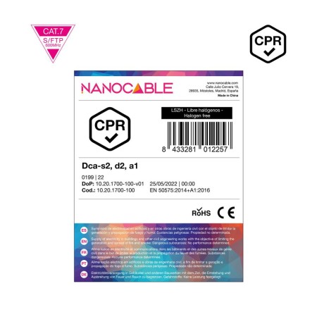Nanocable Cable Red CAT7 CPR LSZH AWG23 100M