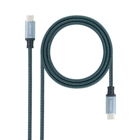 Cable USB 3.1 Tipo-C Nanocable 10.01.4101-L150-COMB/ USB Tipo-C Macho - USB Tipo-C Macho/ Hasta 100W/ 10Gbps/ 1.5m/ Gris y Negro