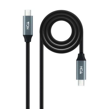 Cable USB 3.2 Tipo-C Nanocable 10.01.4301 5A 100W/ USB Tipo-C Macho - USB Tipo-C Macho/ Hasta 100W/ 20Gbps/ 1m/ Gris y Negro