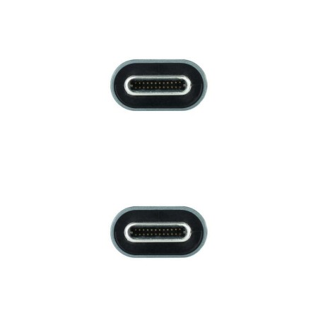 Cable USB 3.2 Tipo-C Nanocable 10.01.4301 5A 100W/ USB Tipo-C Macho - USB Tipo-C Macho/ Hasta 100W/ 20Gbps/ 1m/ Gris y Negro