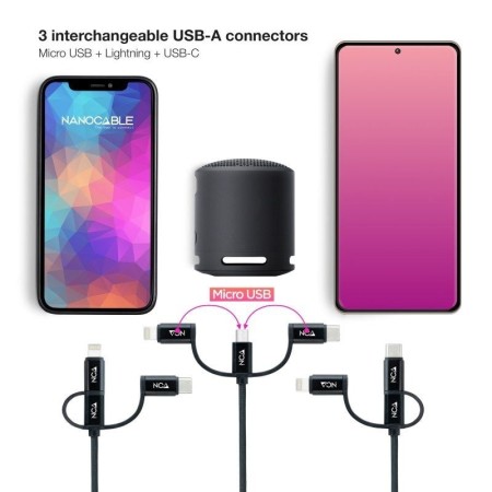 Nanocable Cable USB a USB-C/Micro USB/ Lighthning