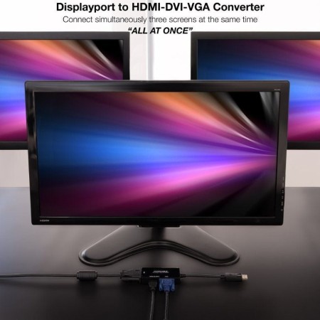 Nanocable Conversor DP a HDMI/DVI/VGA Negro 20 cm
