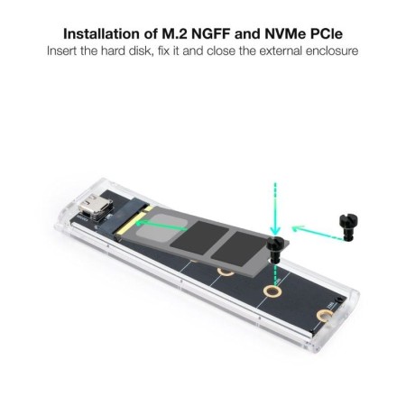 Caja Externa para Disco SSD M.2 NVMe TooQ TQE-2200/ USB 3.1 Gen2/ Sin tornillos
