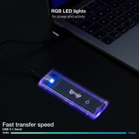 Caja Externa para Disco SSD M.2 NVMe TooQ TQE-2200/ USB 3.1 Gen2/ Sin tornillos