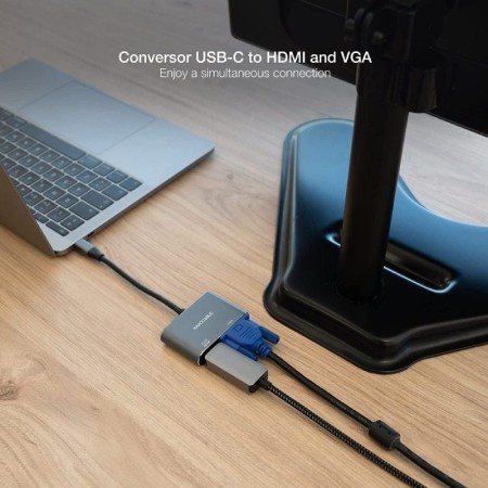 Nanocable Conversor USB-C/M a HDMI-VGA/H 15 cm
