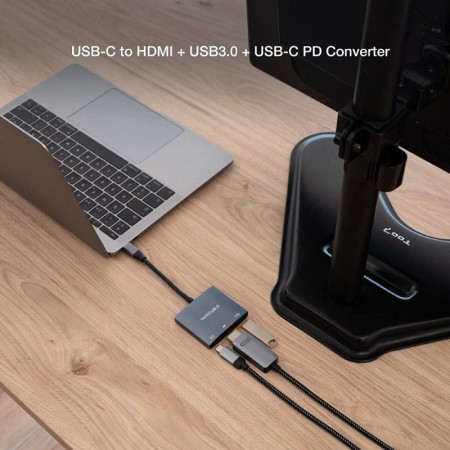 Nanocable Conversor USB-C a HDMI/USB3.0/PD 15 cm