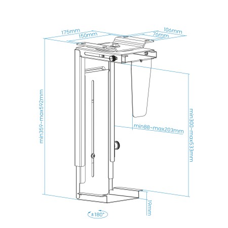 Soporte Bajo Mesa/de Pared TooQ TQMUD01 para PC/ hasta 10kg