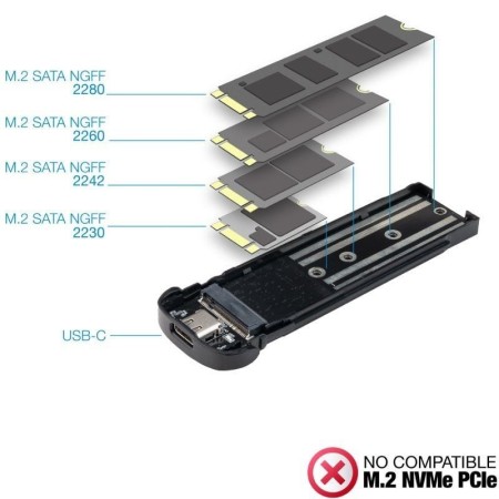 Caja Externa para Disco SSD M.2 TooQ TQE-2202S/ USB 3.1 Gen1/ Sin tornillos
