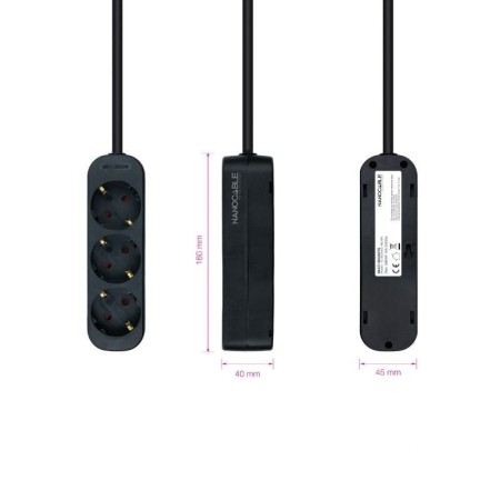 Nanocable Regleta de Enchufes 3 Tomas 1.4 m Negro