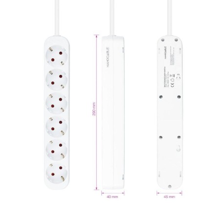 Nanocable Regleta de Enchufes 6 Tomas 1.4 m Blanco