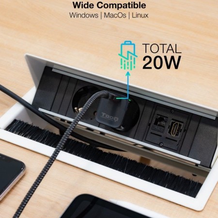 Cargador pared tooq usb - c pd 20w negro