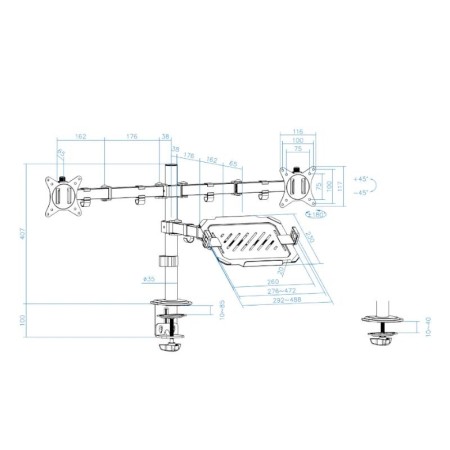 Soporte mesa tooq vesa hasta 32 pulgadas 100x100mm max 9kg - brazo