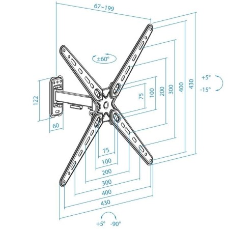 Soporte pared tv tooq vesa hasta 55 pulgadas 400x400mm max 25kg