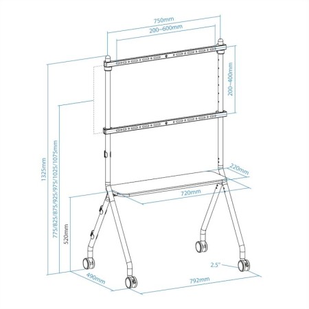 Soporte suelo tv tooq vesa hasta 80 pulgadas 600x400mm max 50kg