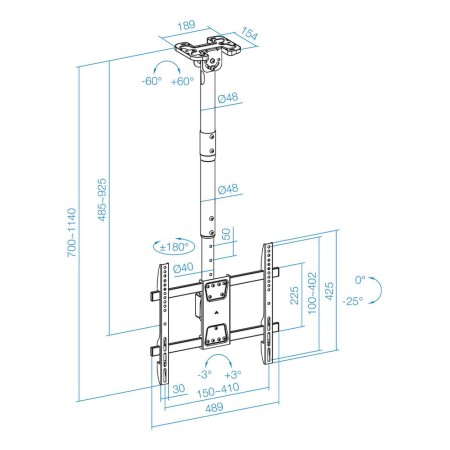 Soporte techo tooq vesa hasta 86 pulgadas 600x400mm max 60kg