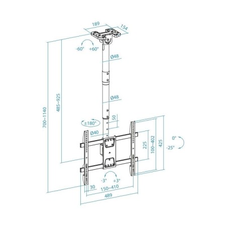 Soporte techo tooq vesa hasta 86 pulgadas 600x400mm max 60kg