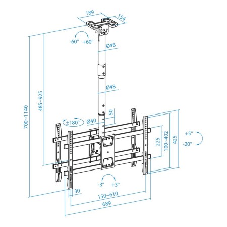 Tooq LPCE2286TSLI-B Soporte techo 2 TV 43″-86″
