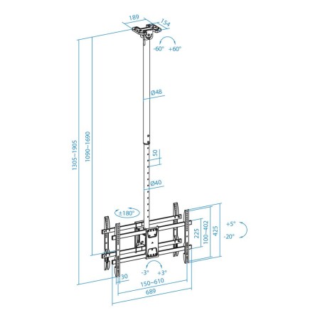 Tooq LPCE2286TSLI-XL-B Soporte techo 2 TV 43″-86″