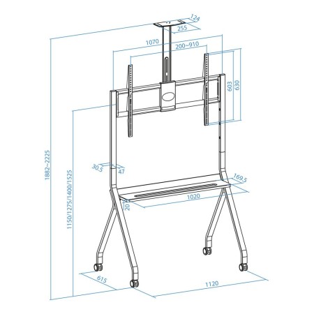 Soporte suelo con ruedas tooq vesa hasta 100 pulgadas 900x600 max 120kg