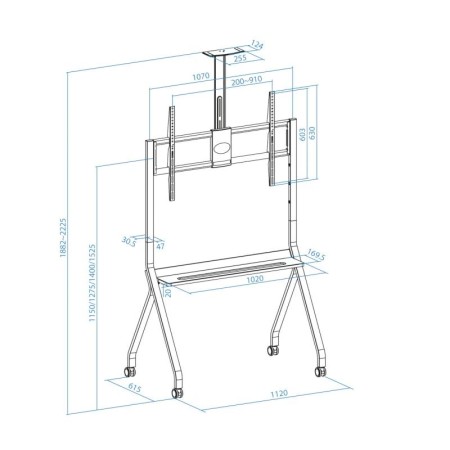 Soporte suelo con ruedas tooq vesa hasta 100 pulgadas 900x600 max 120kg