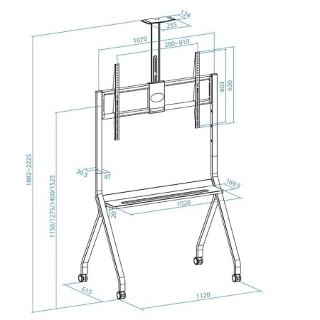 Soporte suelo con ruedas tooq vesa hasta 100 pulgadas 900x600 max 120kg