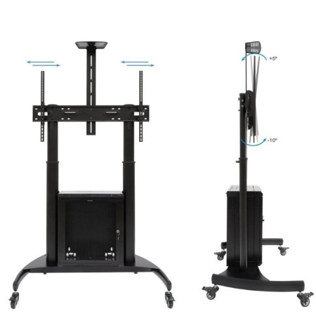 Soporte de Suelo Inclinable con Ruedas TooQ Narnia FS20500M-B para TV de 60-100″/ hasta 100kg