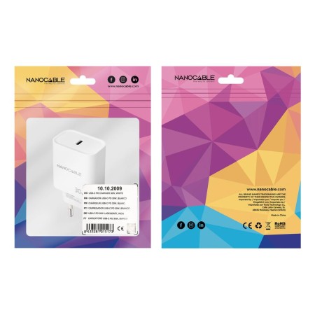 Cargador nanocable pared usb - c pd 30w blanco