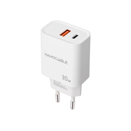 Cargador nanocable usb - c - pd + usb - a - qc 30w blanco