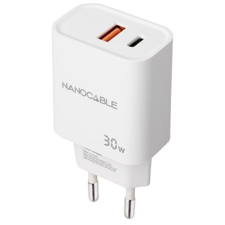 Cargador nanocable usb - c - pd + usb - a - qc 30w blanco