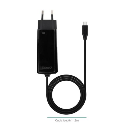 Cargador de pared tooq tqlc - usbcgan90pd - c 90w usb - c negro portatil