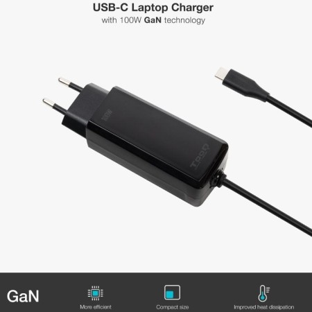 Cargador de portatil tooq tqlc - usbcgan100pd - c 100w usb - c negro