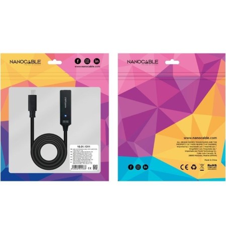 Cable prolongador nanocable con amplificador usb 3.2 gen1 usb - c - m - usb - c - h 5m alargador