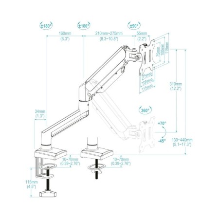 Tooq Soporte mesa DB1334TNR-B 1 brazo 13-34″