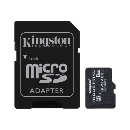 Tarjeta memoria micro secure digital sdhc 8gb kingston industrial clase 10 uhs - i u3  adaptador sd
