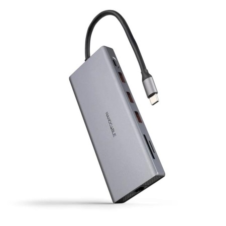 Hub nanocable usb - c 12 en 1 conversor usb - c 3.1 a 3xusb - a 3.2 + usb - c 3.2 + usb - c pd + 2xhdmi 4k@60hz + dp 4k@60hz + r