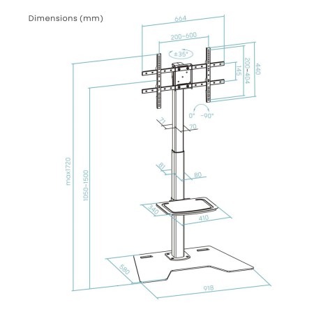 Soporte de suelo tooq para pantalla tv 37 pulgadas - 70 pulgadas fs2284m - b