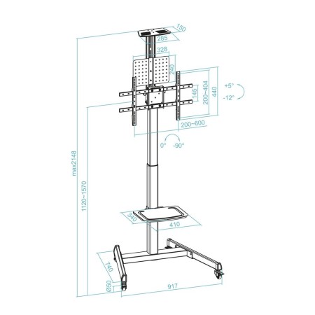 Soporte suelo ruedas tooq rotacion 90° cometa 37 - 70 pulgadas