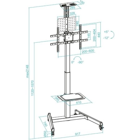 Soporte suelo ruedas tooq rotacion 90° cometa 37 - 70 pulgadas